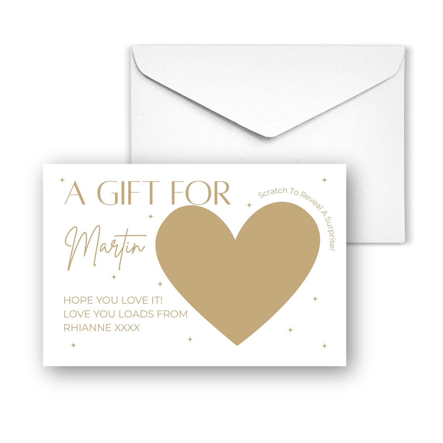 Personalised Foil Scratch To Reveal Card Surprise Gift Foil Heart Scratch Card