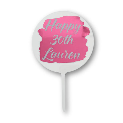 Personalised Clear Colour Swatch Effect Cake Topper