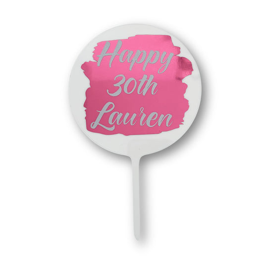 Personalised Clear Colour Swatch Effect Cake Topper