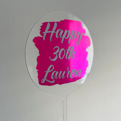 Personalised Clear Colour Swatch Effect Cake Topper
