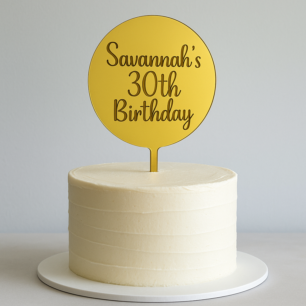Personalised Luxury Mirrored Cake Topper