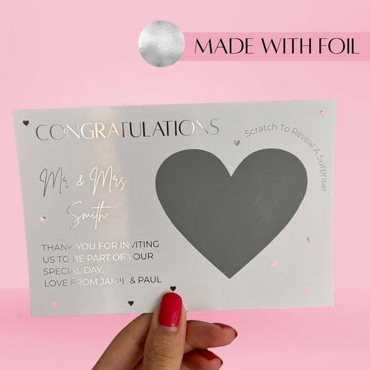 Personalised Foil Scratch To Reveal Card Congratulations Foil Heart Scratch Card
