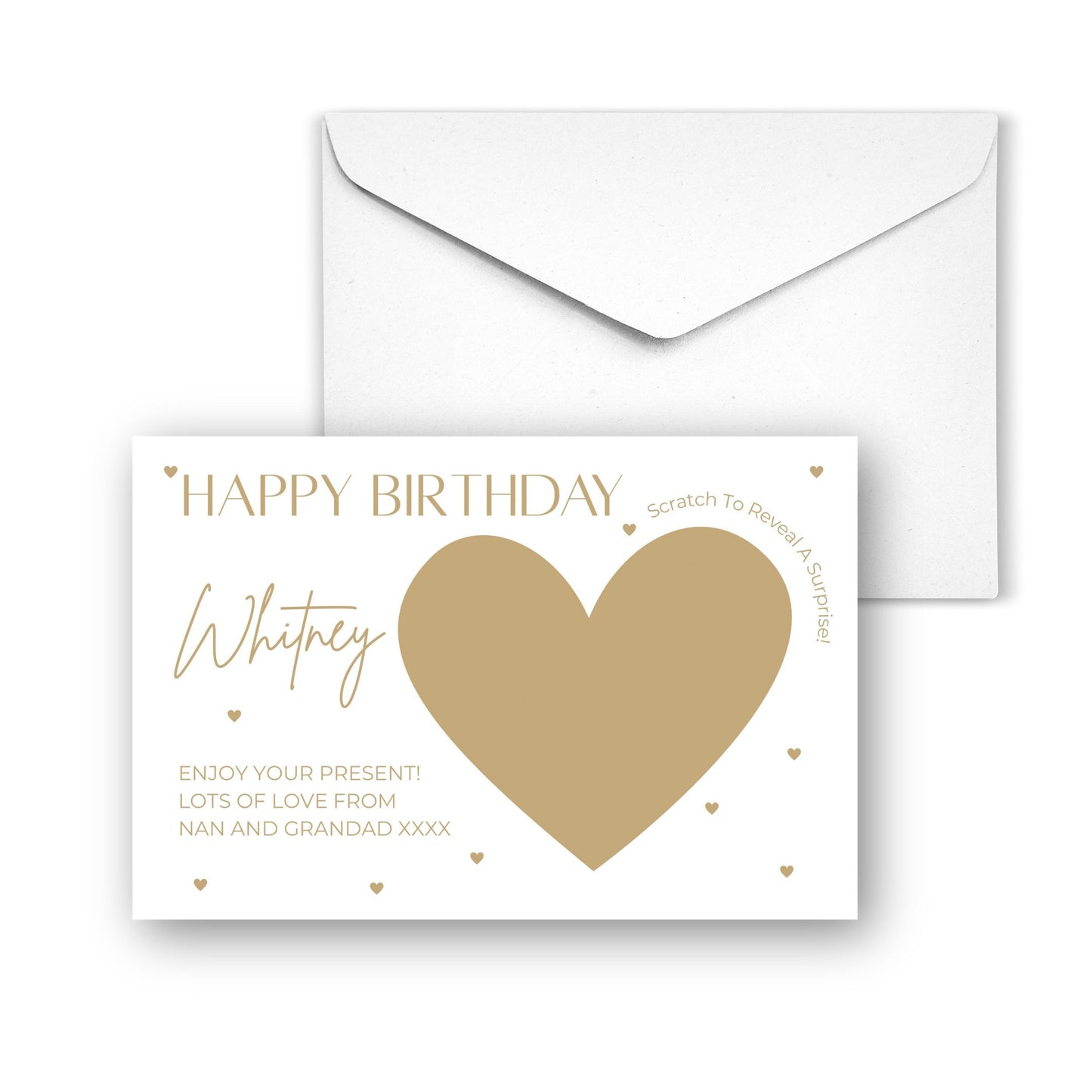 Personalised Foil Scratch To Reveal Card Happy Birthday Foil Heart Scratch Card