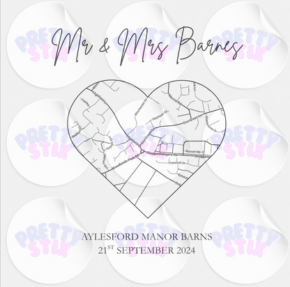 Personalised Wedding Map Foil Print