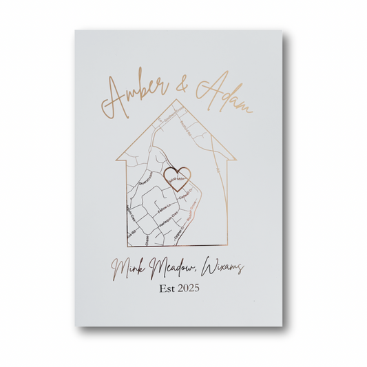 Personalised New Home Map Foil Print