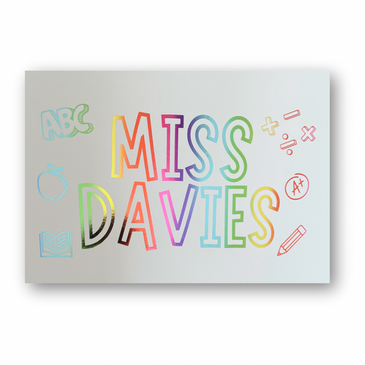 Personalised Teacher Name Text Foil Print