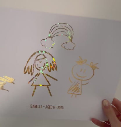 Personalised Kids Doodles Foil Print