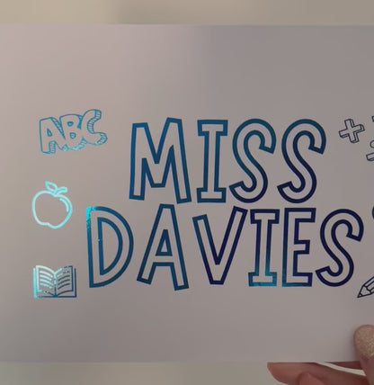 Personalised Teacher Name Text Foil Print